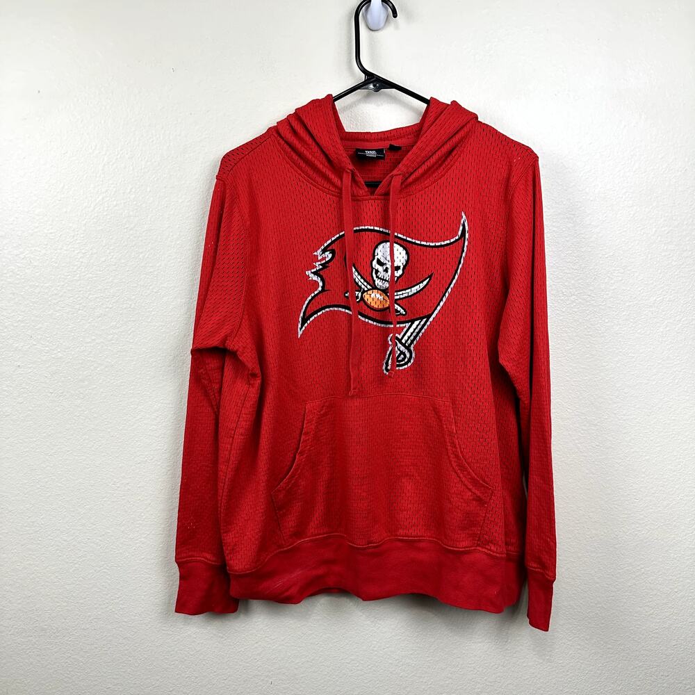 NFL Tampa Bay Buccaneers Hoodie Top Perforated Football Sporty Red Size M